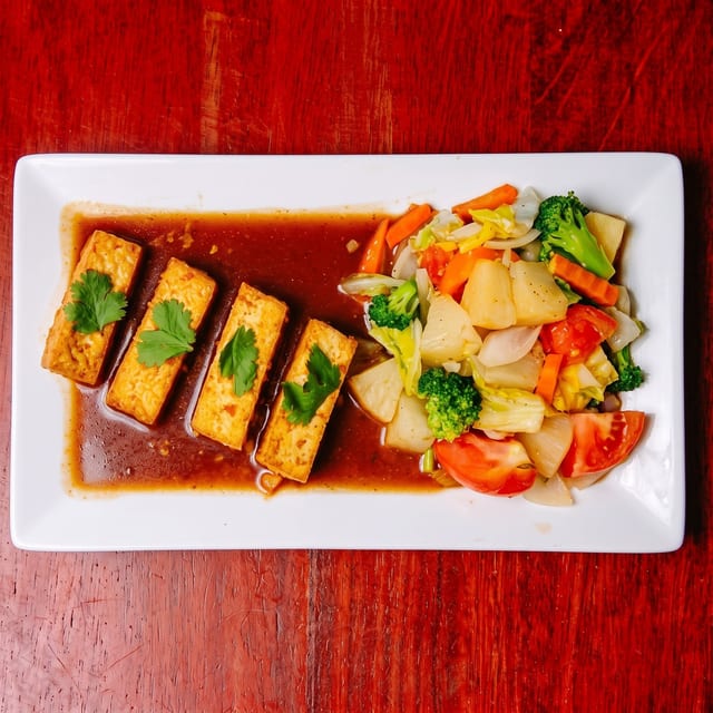 Jumbo Tofu Pineapple Sweet Chili Sauce.
